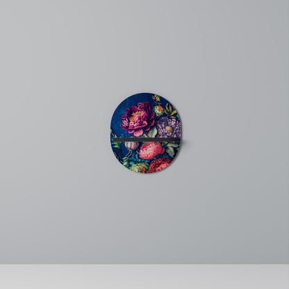 BLOOMING ELEGANCE Oval Art Shelf In Black Finish