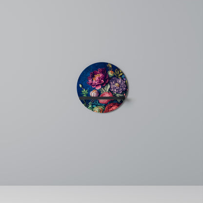 BLOOMING ELEGANCE Round Art Shelf In Black Finish