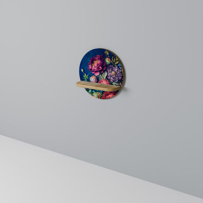 BLOOMING ELEGANCE Round Art Shelf In Oak Effect