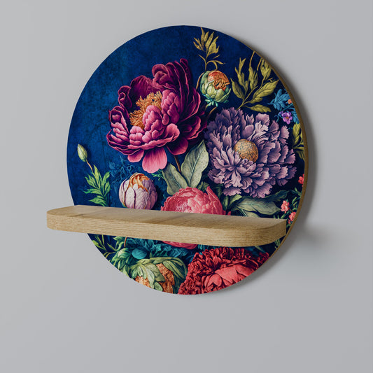 BLOOMING ELEGANCE Round Art Shelf In Oak Effect