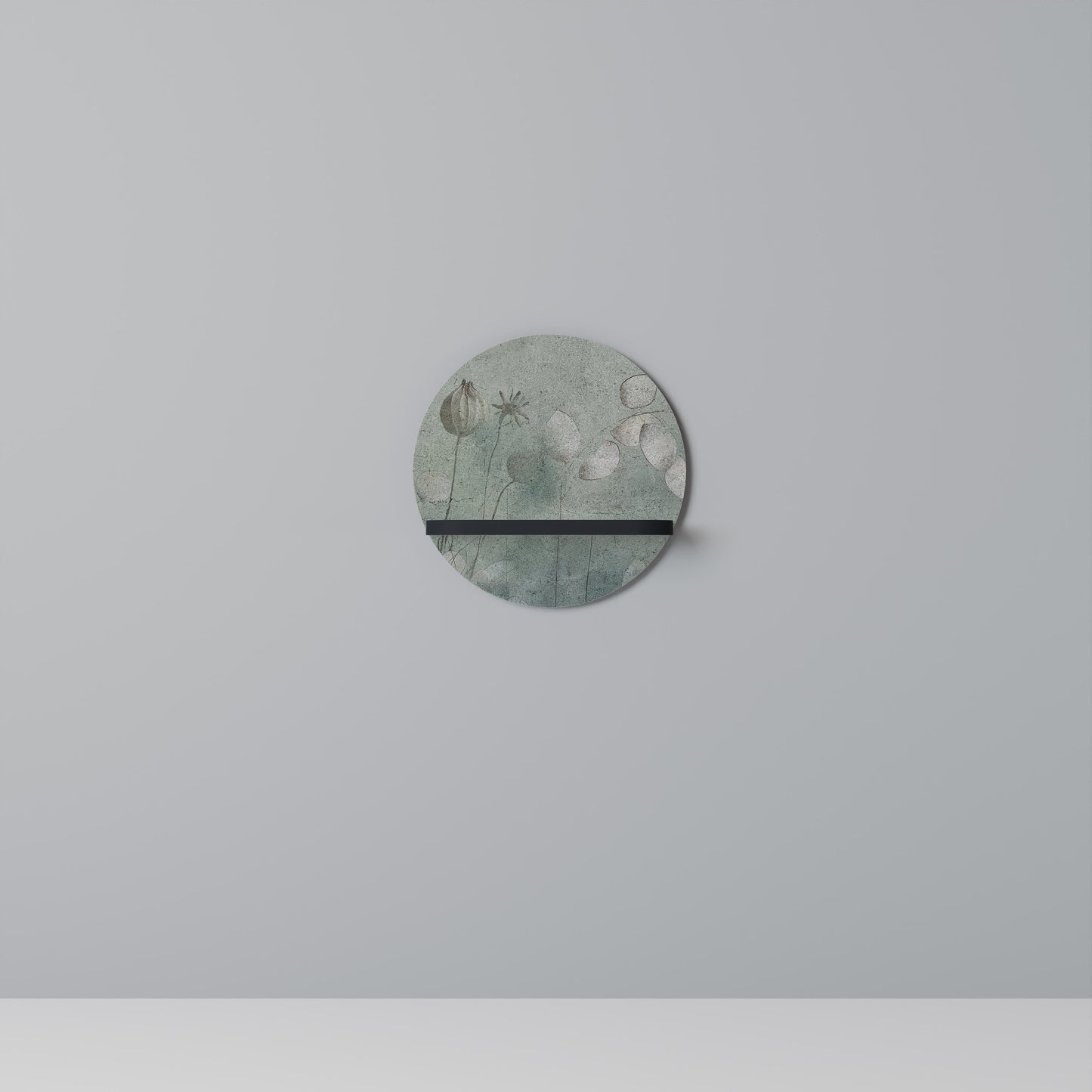 NIGHT LADY Round Art Shelf In Black Finish