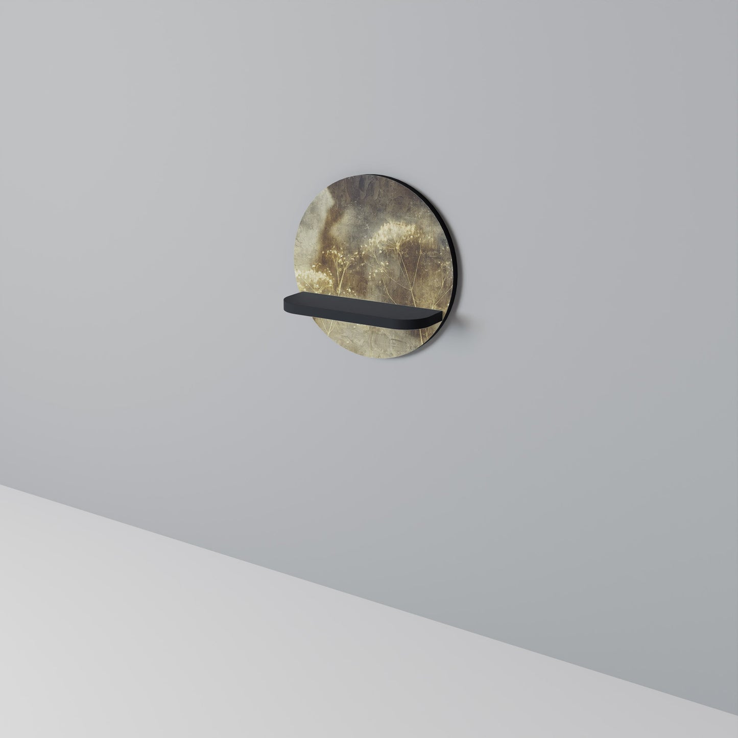 GENTLE POWER Round Art Shelf In Black Finish