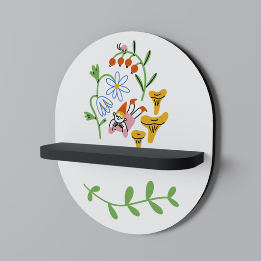 GARDEN LIFE Oval Art Shelf In Black Finish