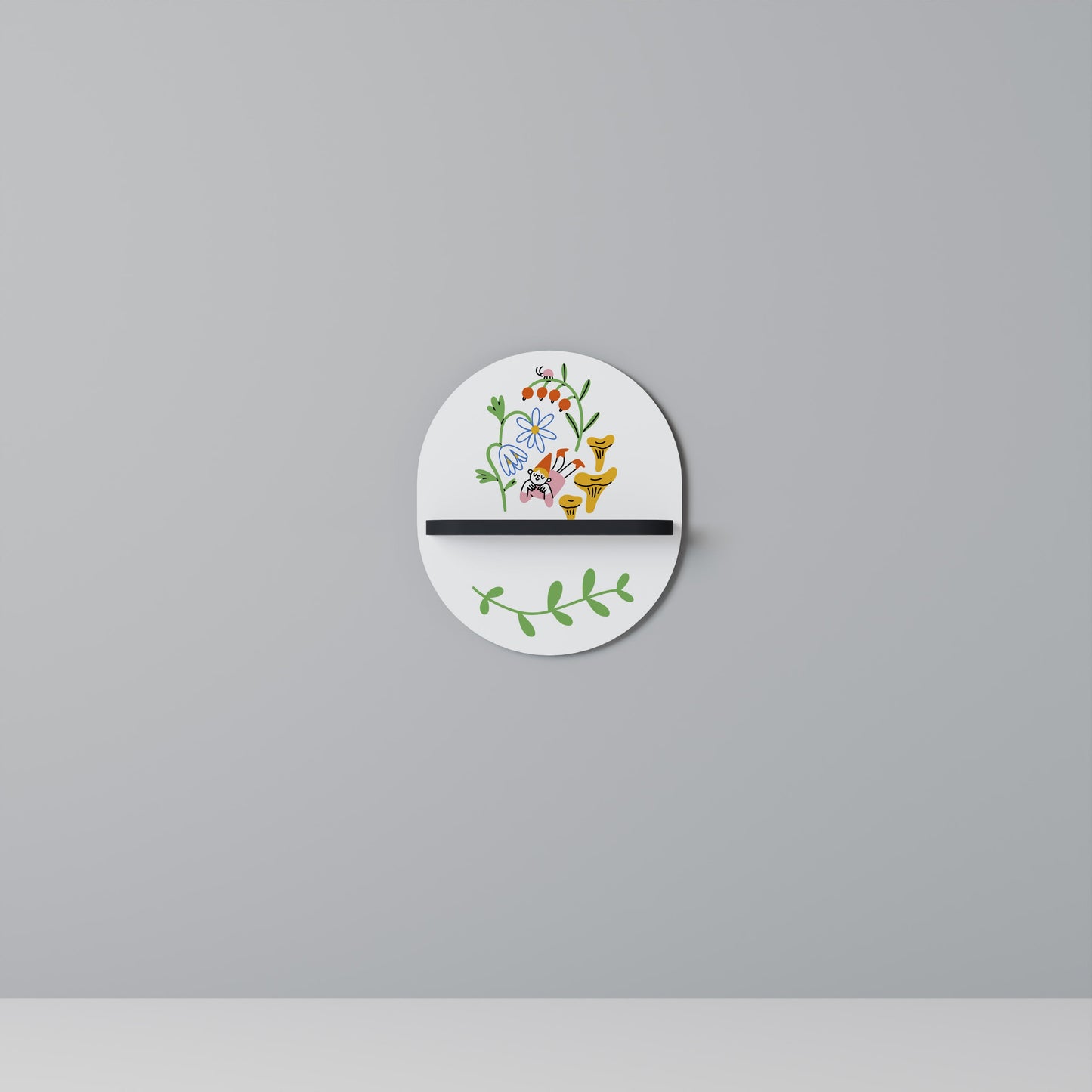 GARDEN LIFE Oval Art Shelf In Black Finish