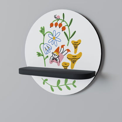 GARDEN LIFE Round Art Shelf In Black Finish