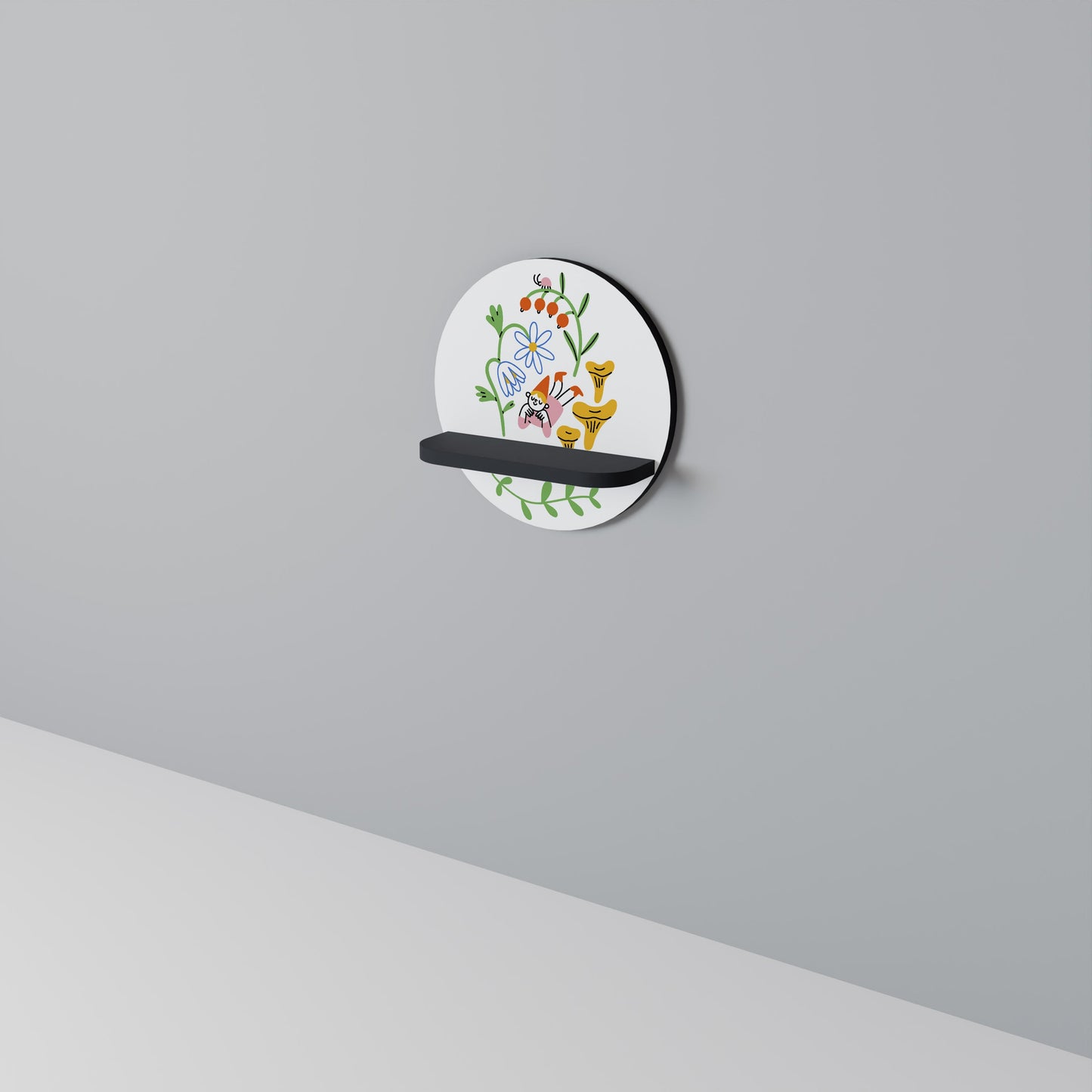 GARDEN LIFE Round Art Shelf In Black Finish