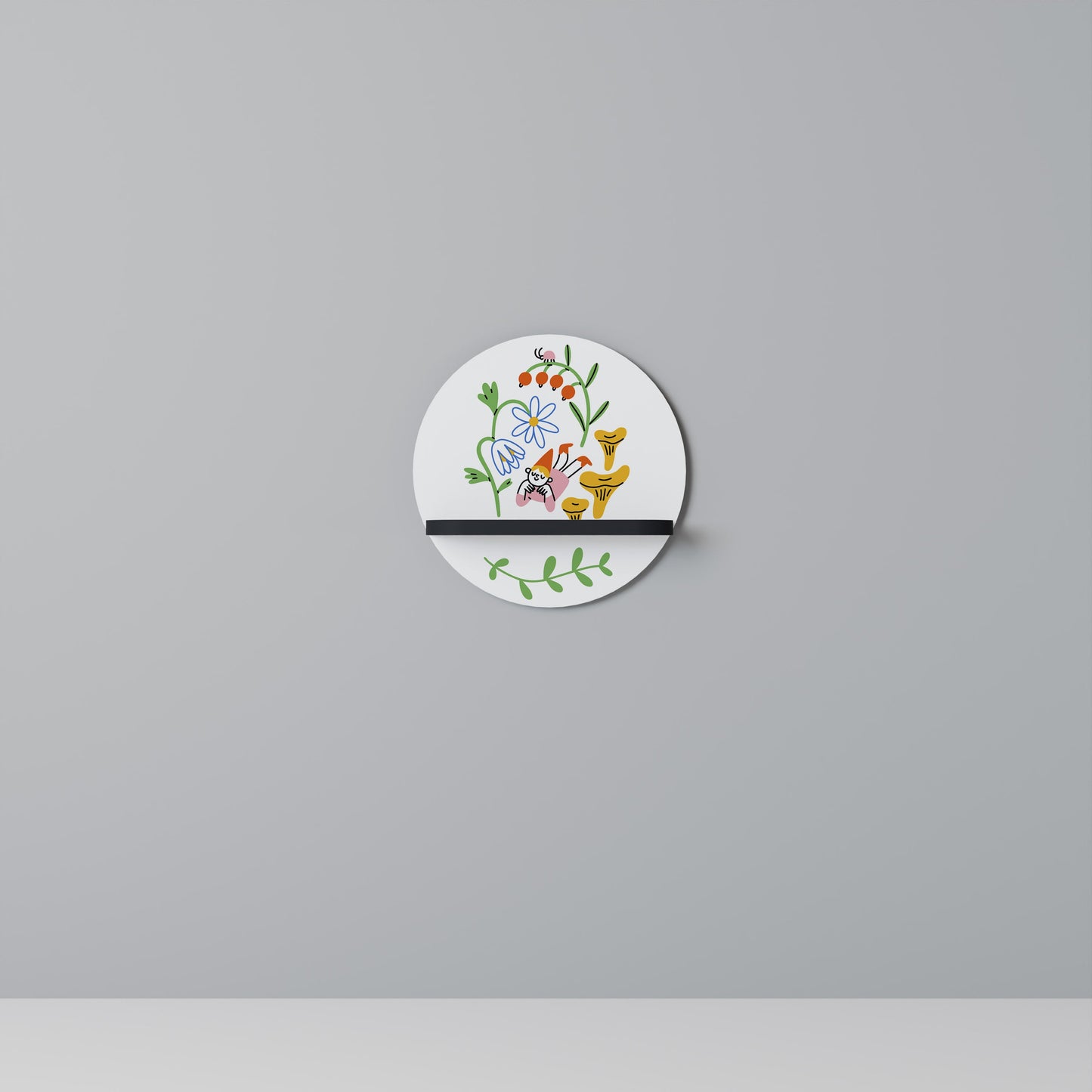 GARDEN LIFE Round Art Shelf In Black Finish