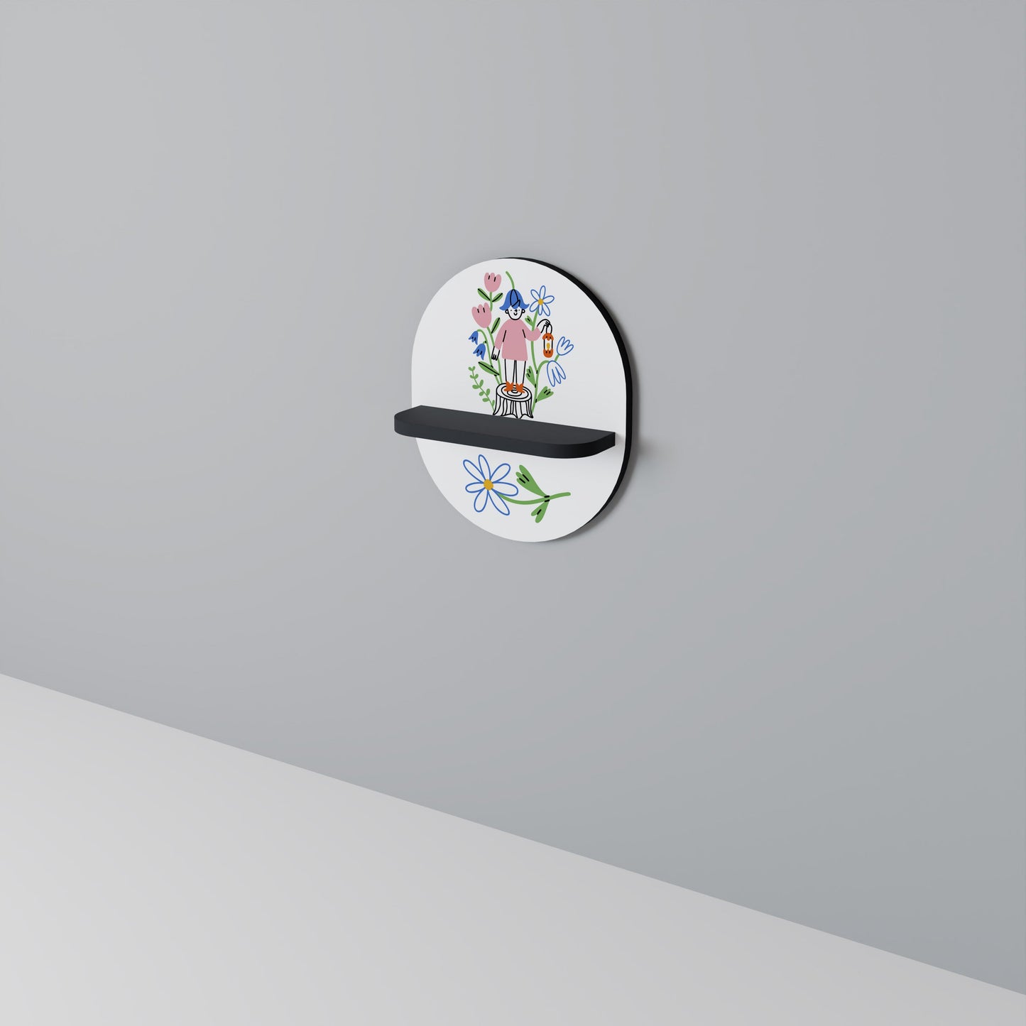 GARDEN GUARDIAN Mensola Ovale Decorativa con Finitura Nera