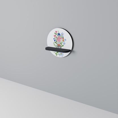 GARDEN GUARDIAN Round Art Shelf In Black Finish