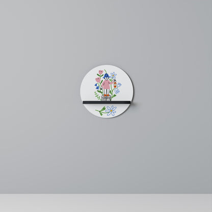 GARDEN GUARDIAN Round Art Shelf In Black Finish