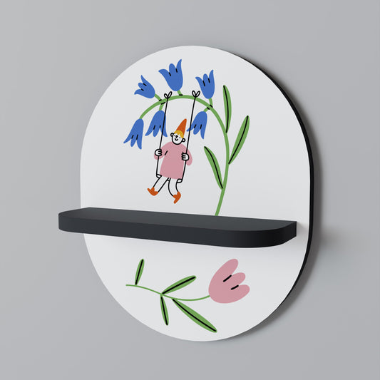 GARDEN JOY Oval Art Shelf In Black Finish