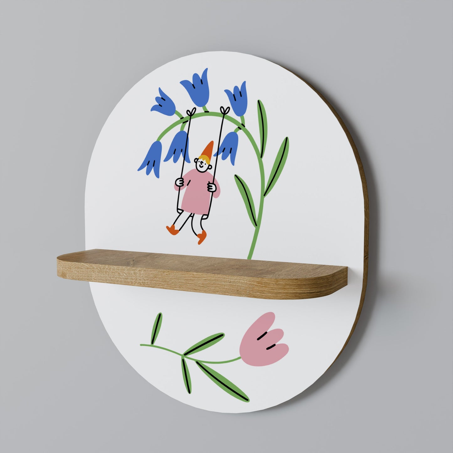 GARDEN JOY Mensola Ovale Decorativa in Effetto Rovere