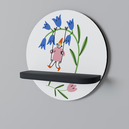 GARDEN JOY Round Art Shelf In Black Finish