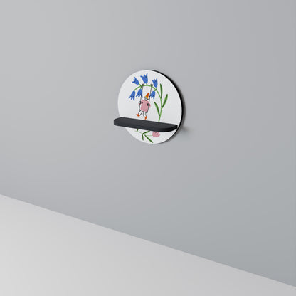 GARDEN JOY Round Art Shelf In Black Finish