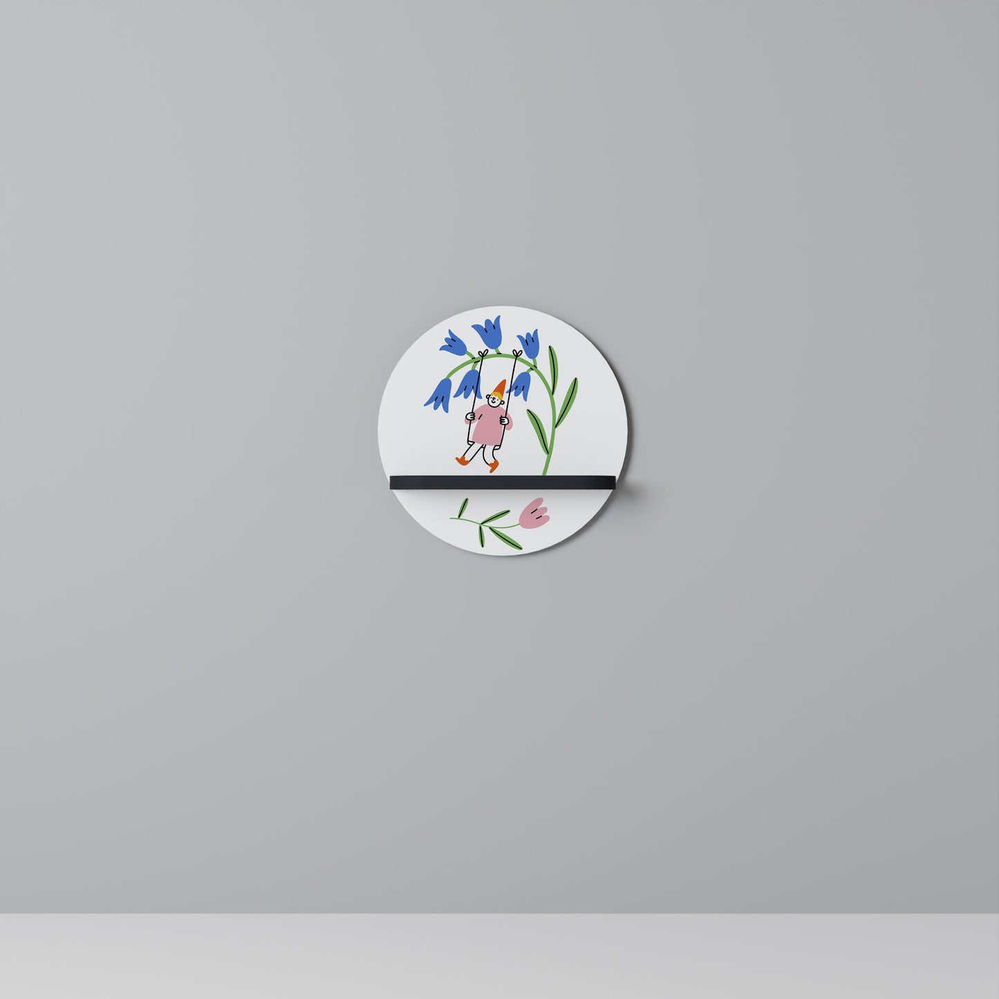 GARDEN JOY Round Art Shelf In Black Finish