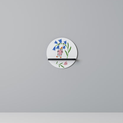 GARDEN JOY Round Art Shelf In Black Finish