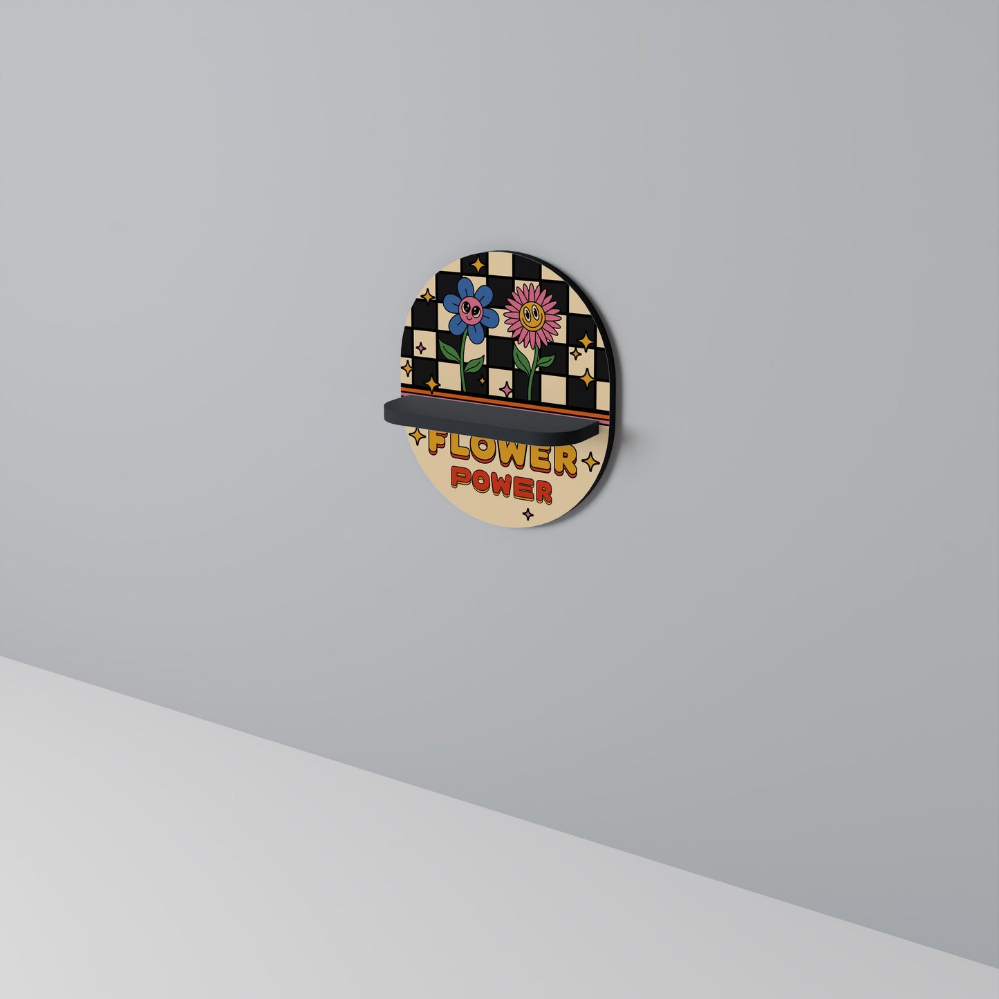 FLOWER POWER Mensola Ovale Decorativa con Finitura Nera