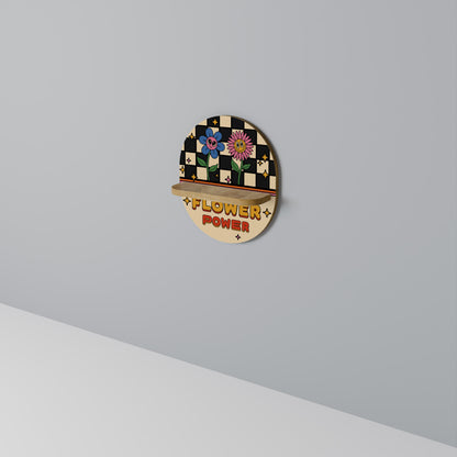 FLOWER POWER Mensola Ovale Decorativa in Effetto Rovere