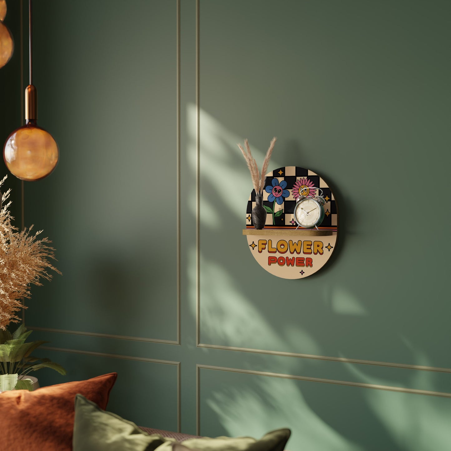 FLOWER POWER Mensola Ovale Decorativa in Effetto Rovere