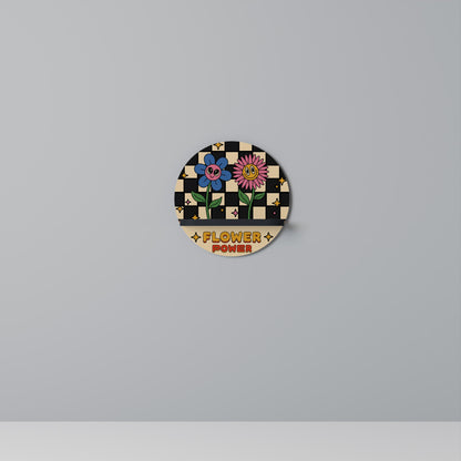 FLOWER POWER Mensola Rotonda Decorativa con Finitura Nera