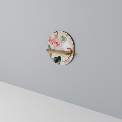 FLORAL GRACE Oval Art Shelf In Oak Effect