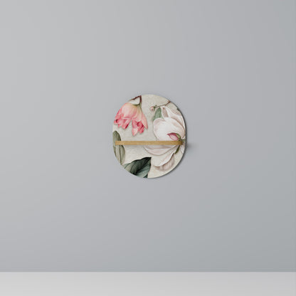 FLORAL GRACE Oval Art Shelf In Oak Effect