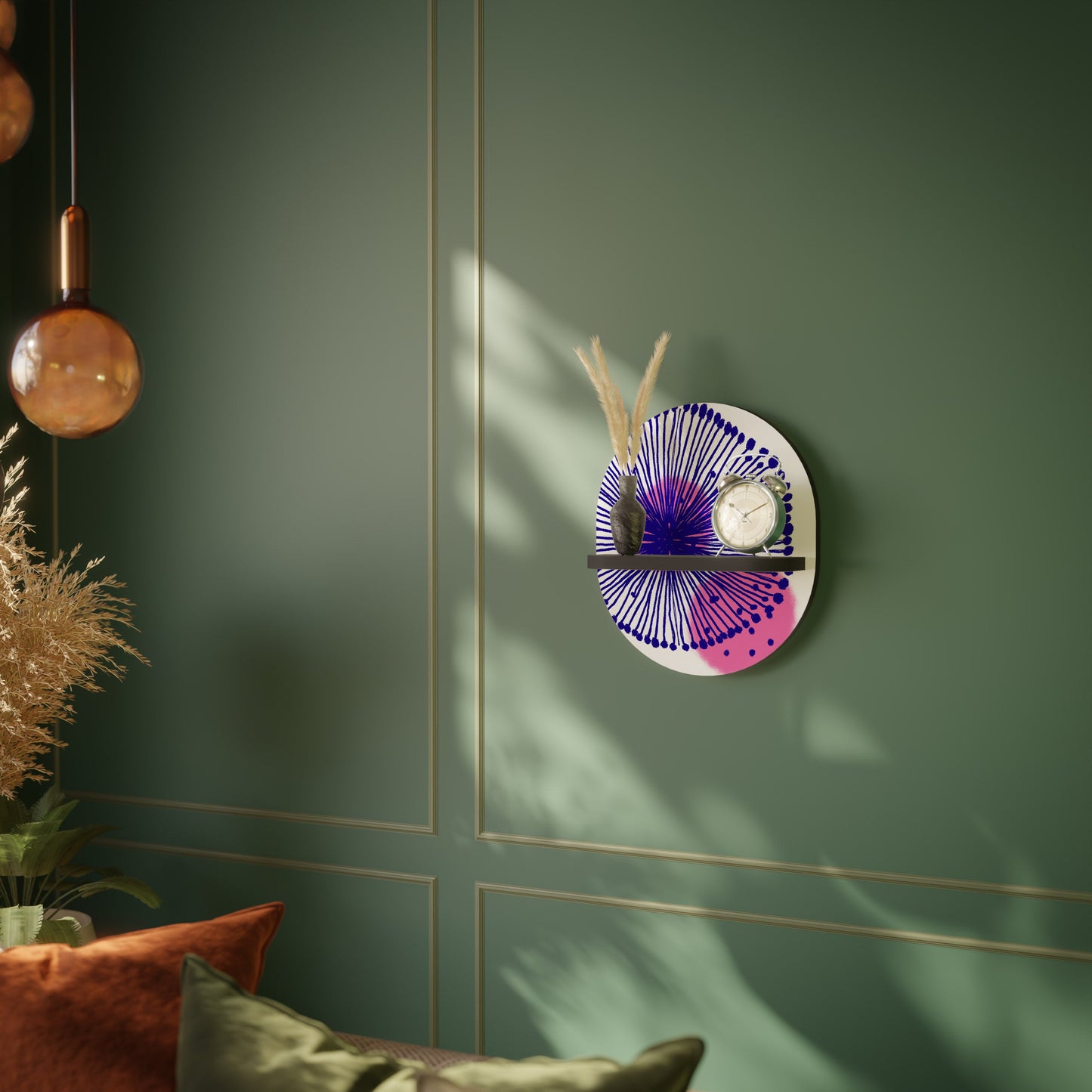 MAGIC NATURE Mensola Ovale Decorativa con Finitura Nera