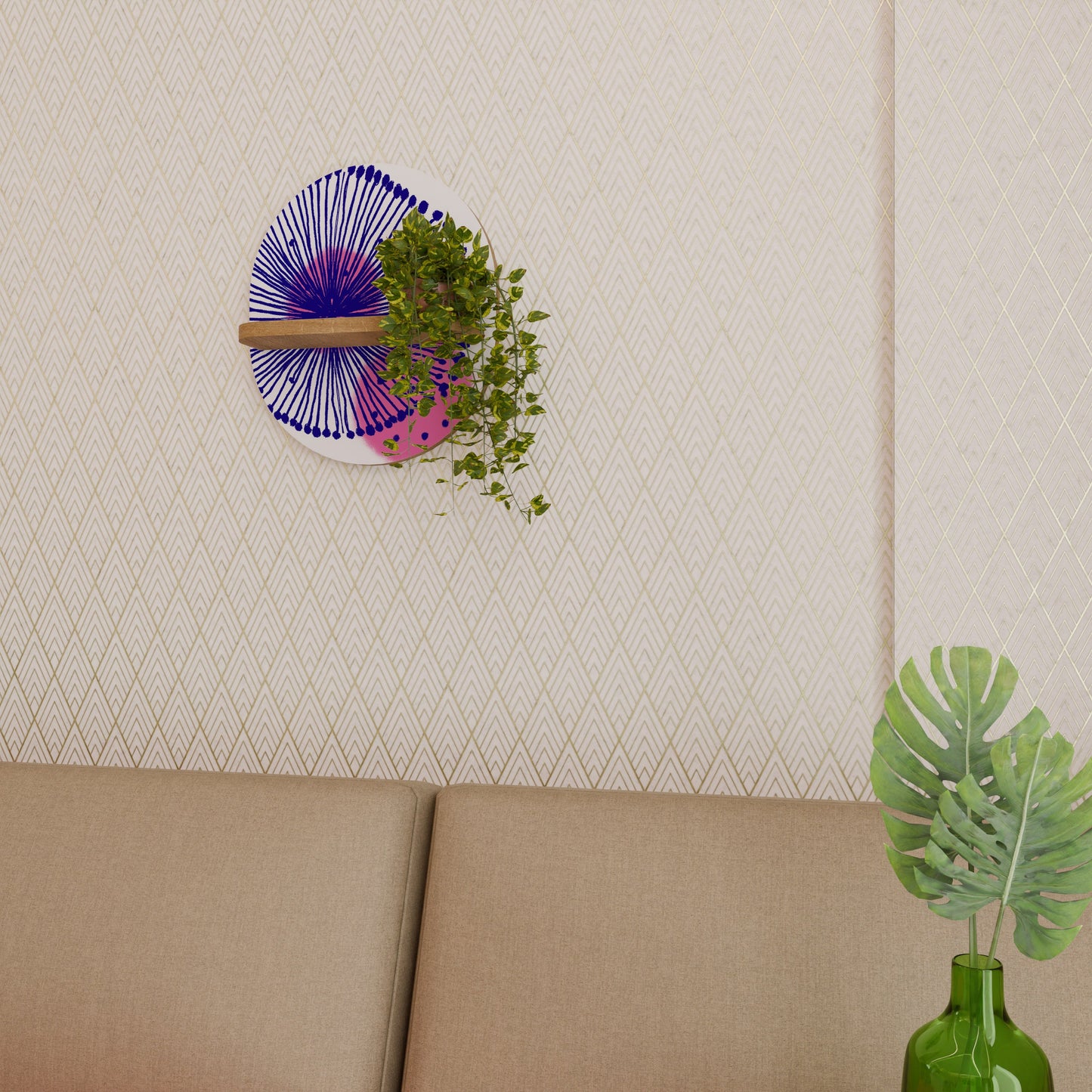 MAGIC NATURE Mensola Ovale Decorativa in Effetto Rovere