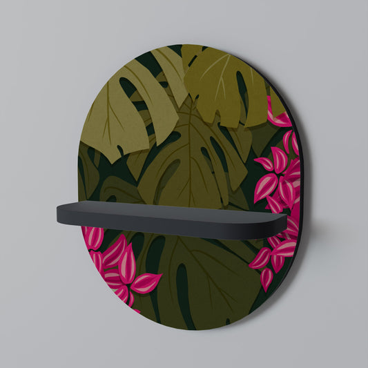 TROPICAL BEAUTY Oval Art Shelf In Black Finish
