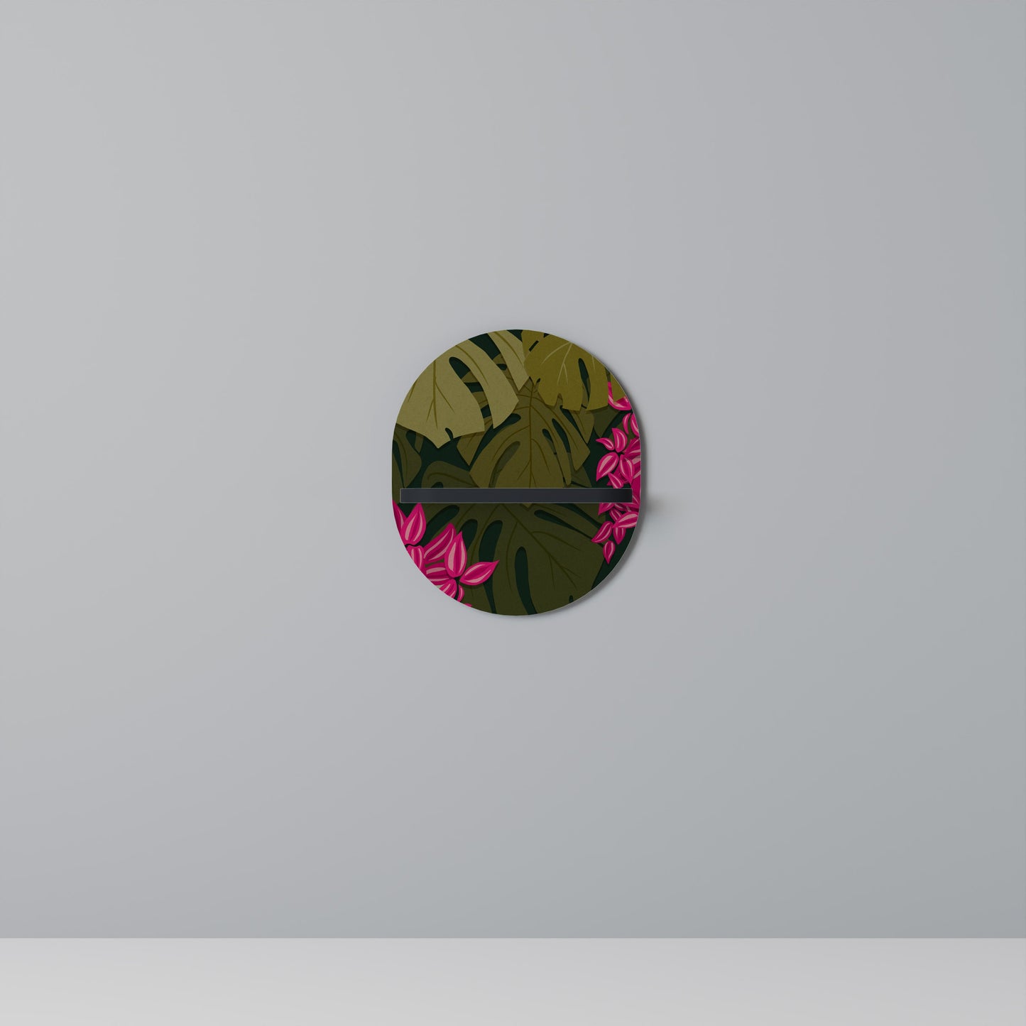 TROPICAL BEAUTY Oval Art Shelf In Black Finish