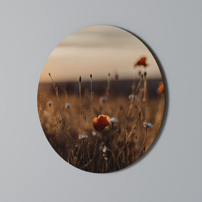 GLOWING MEADOWS AT DUSK Decorazione da Parete Rotonda