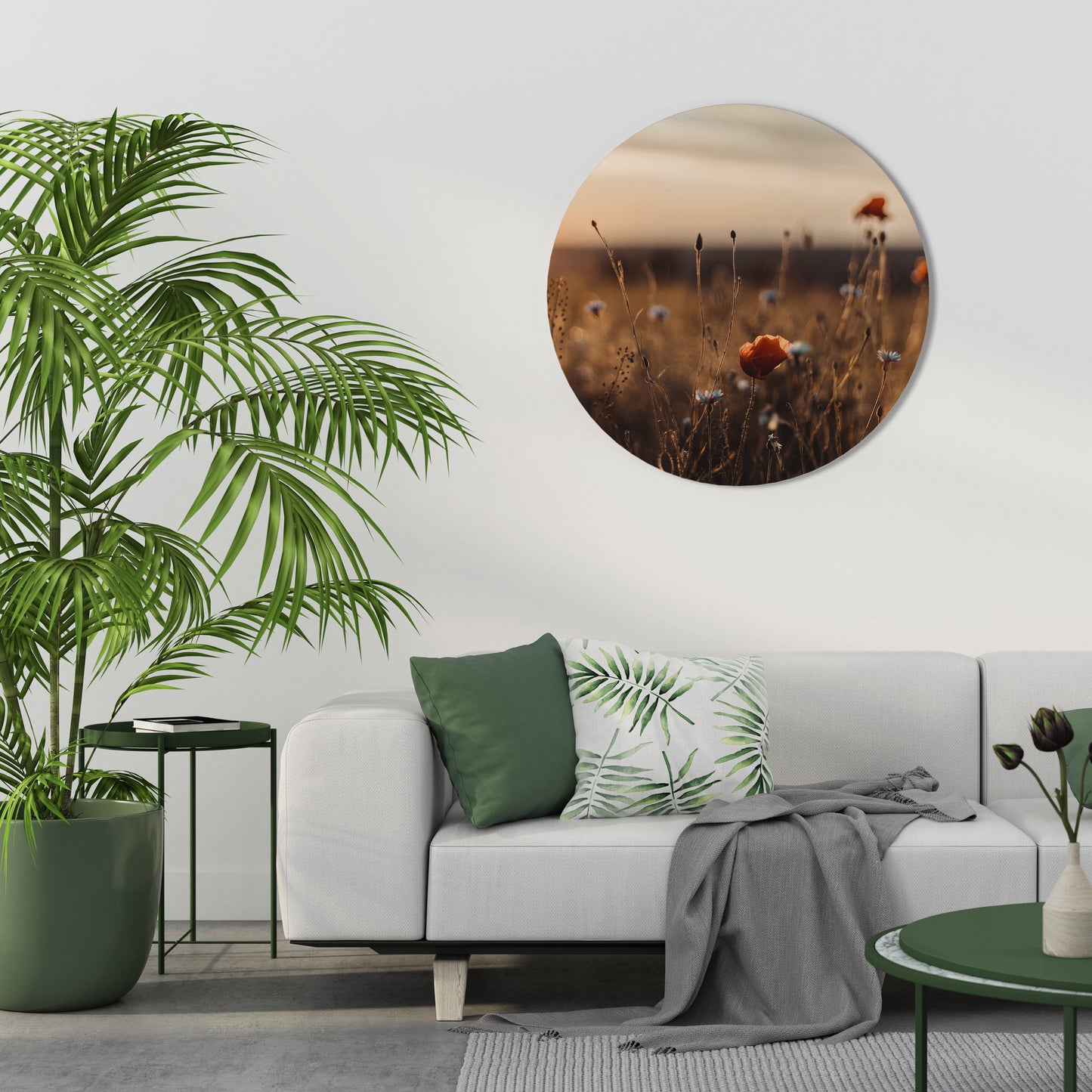 GLOWING MEADOWS AT DUSK Decorazione da Parete Rotonda