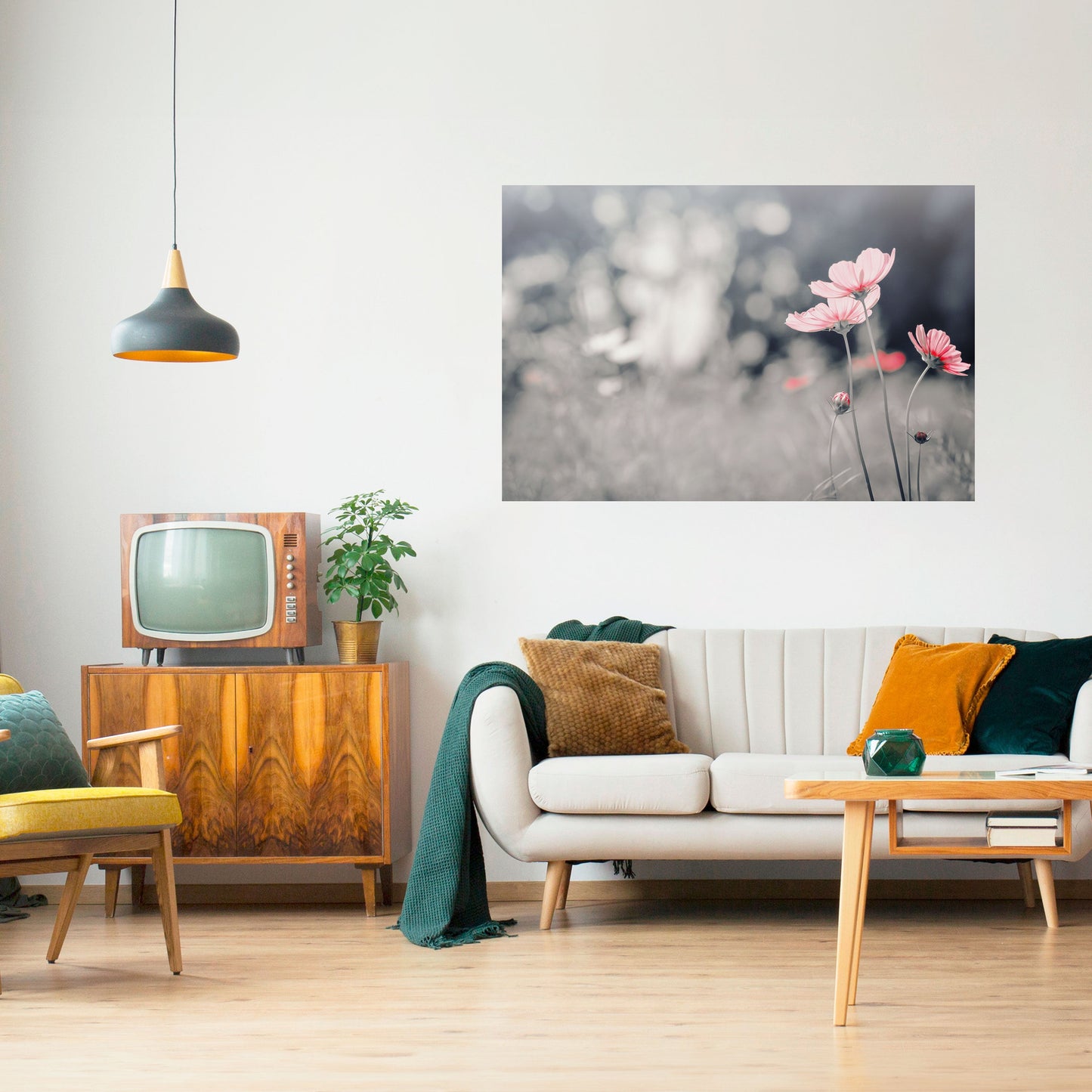 Poster orizzontale staccabile e attaccabile "DANZA DEI PETALI SOTTILE"