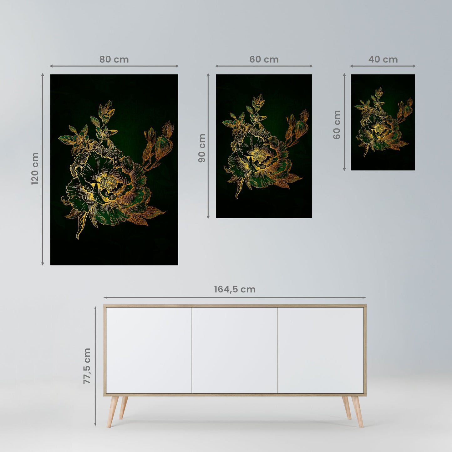 Poster verticale staccabile e attaccabile MIDNIGHT FLORAL GLIMMER