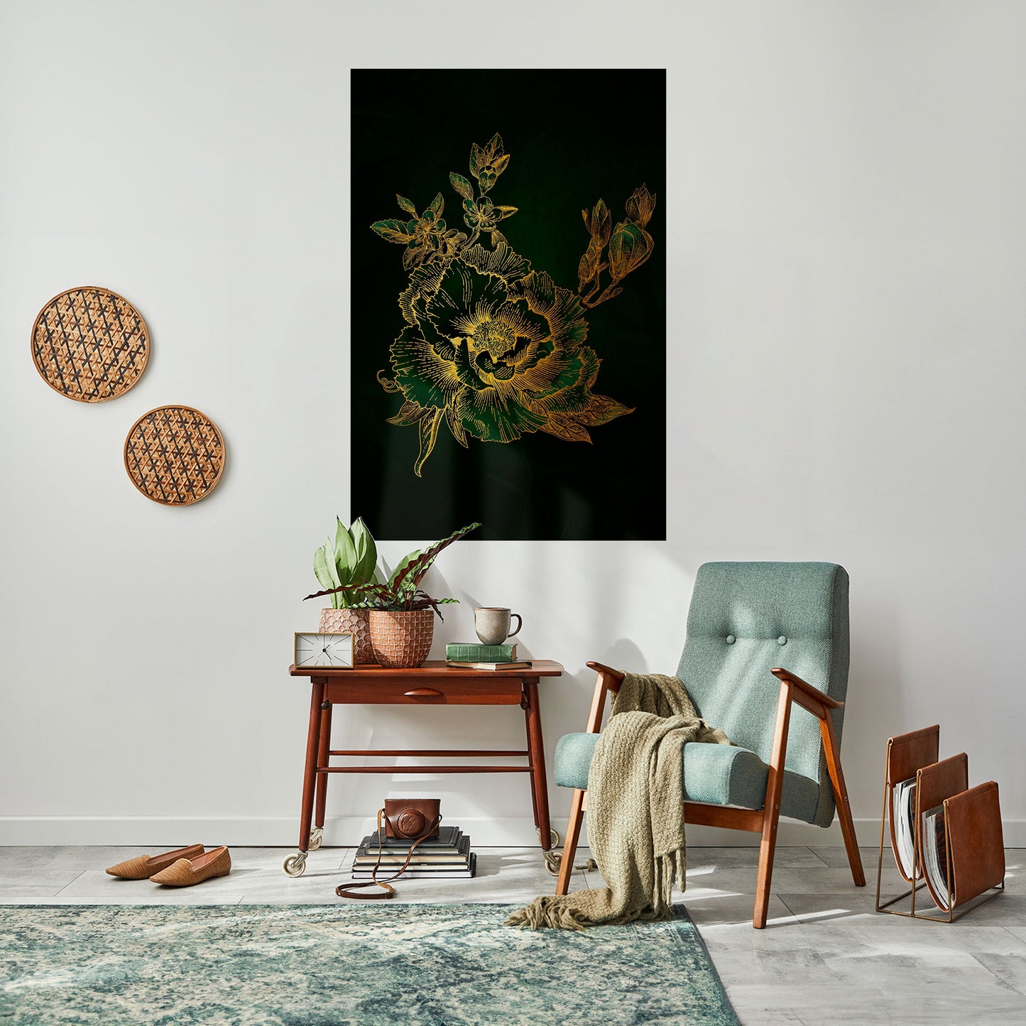 Poster verticale staccabile e attaccabile MIDNIGHT FLORAL GLIMMER