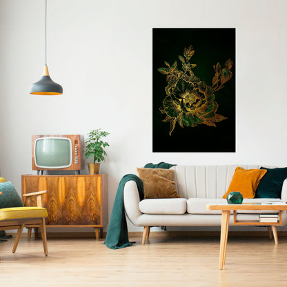 Poster verticale staccabile e attaccabile MIDNIGHT FLORAL GLIMMER