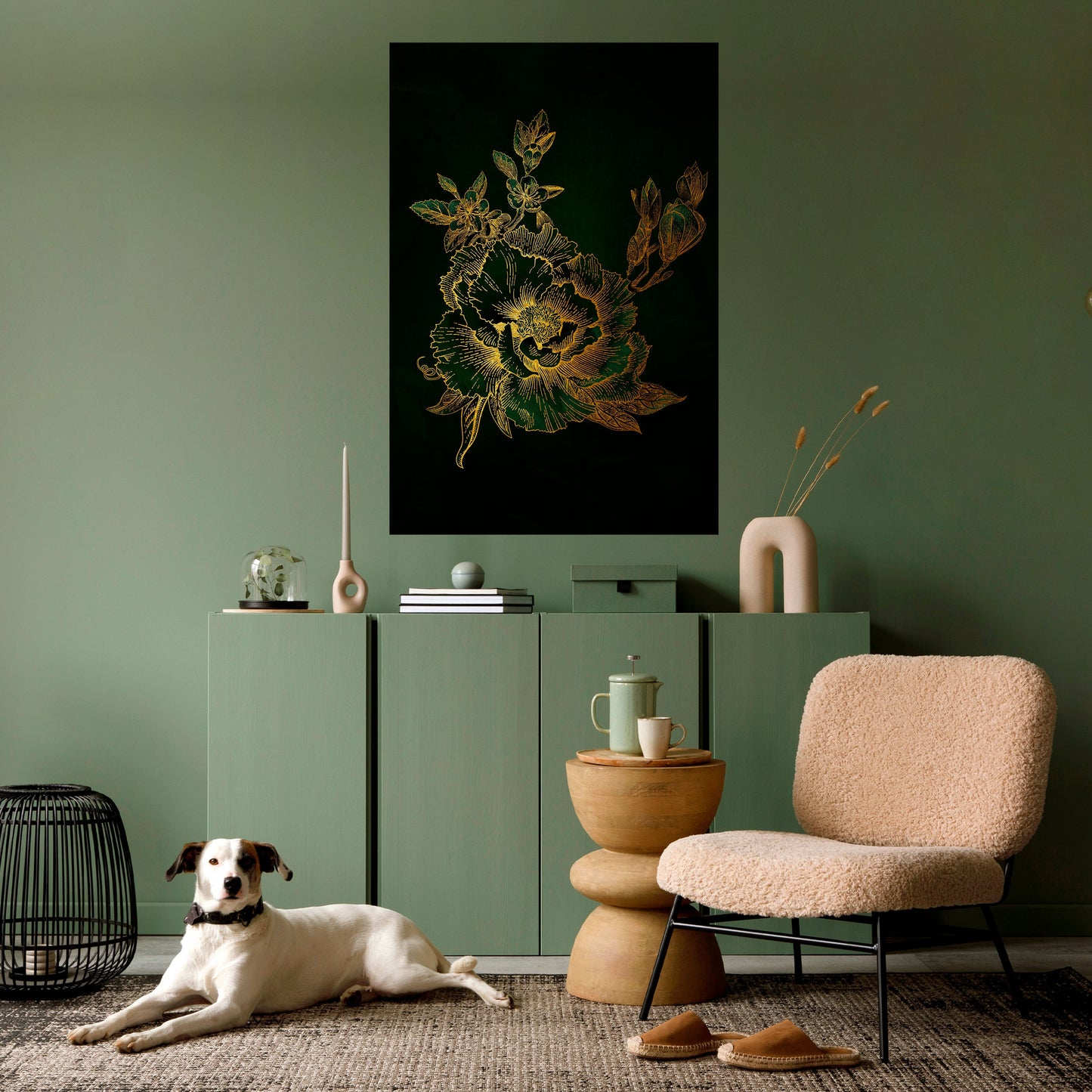 Poster verticale staccabile e attaccabile MIDNIGHT FLORAL GLIMMER