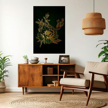 Poster verticale staccabile e attaccabile MIDNIGHT FLORAL GLIMMER