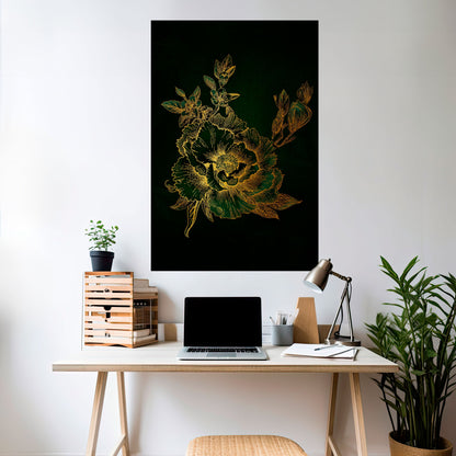 Poster verticale staccabile e attaccabile MIDNIGHT FLORAL GLIMMER