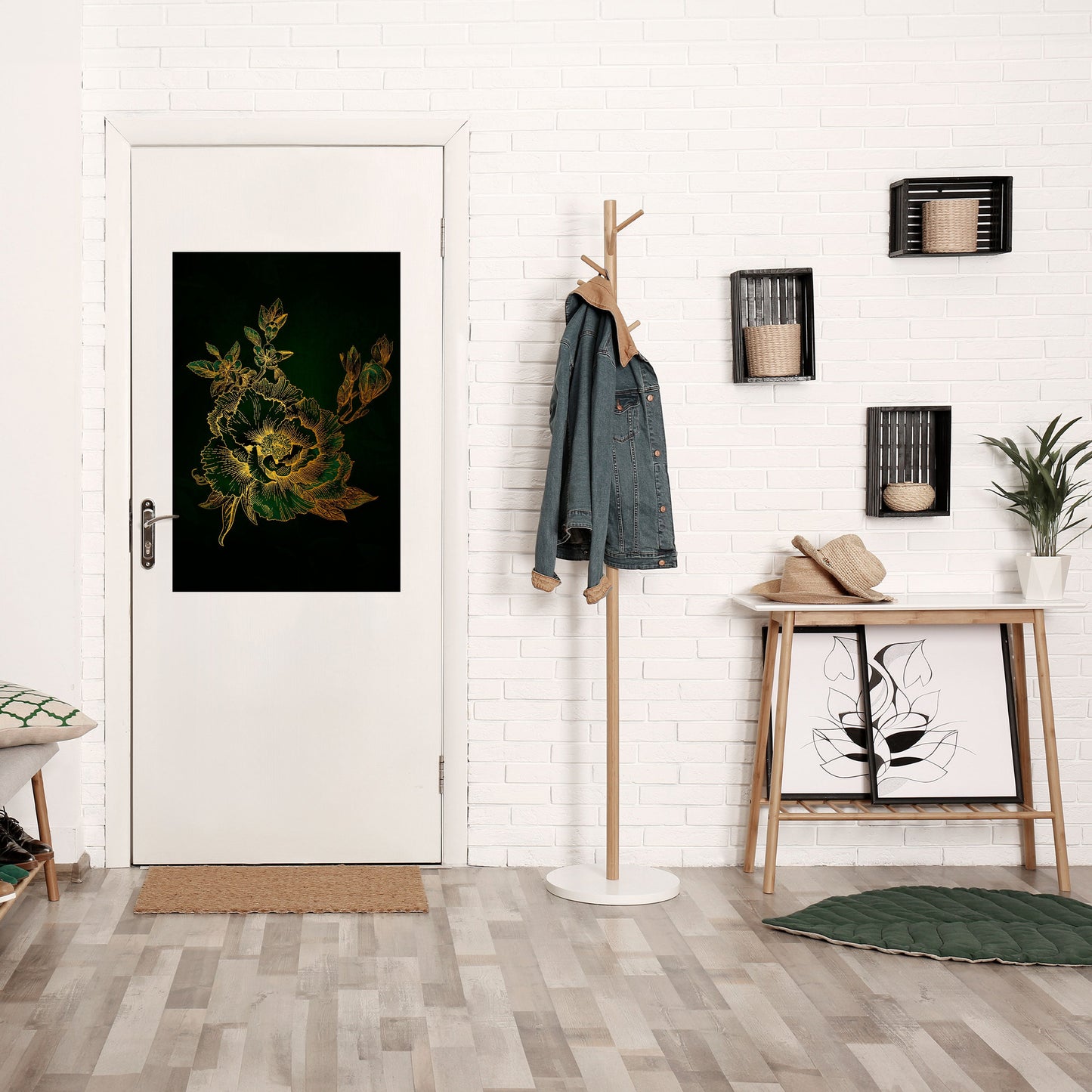 Poster verticale staccabile e attaccabile MIDNIGHT FLORAL GLIMMER