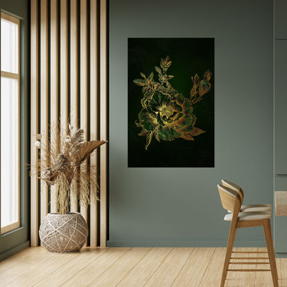 Poster verticale staccabile e attaccabile MIDNIGHT FLORAL GLIMMER