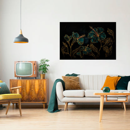 Poster orizzontale staccabile e attaccabile EMBERED BLOOM