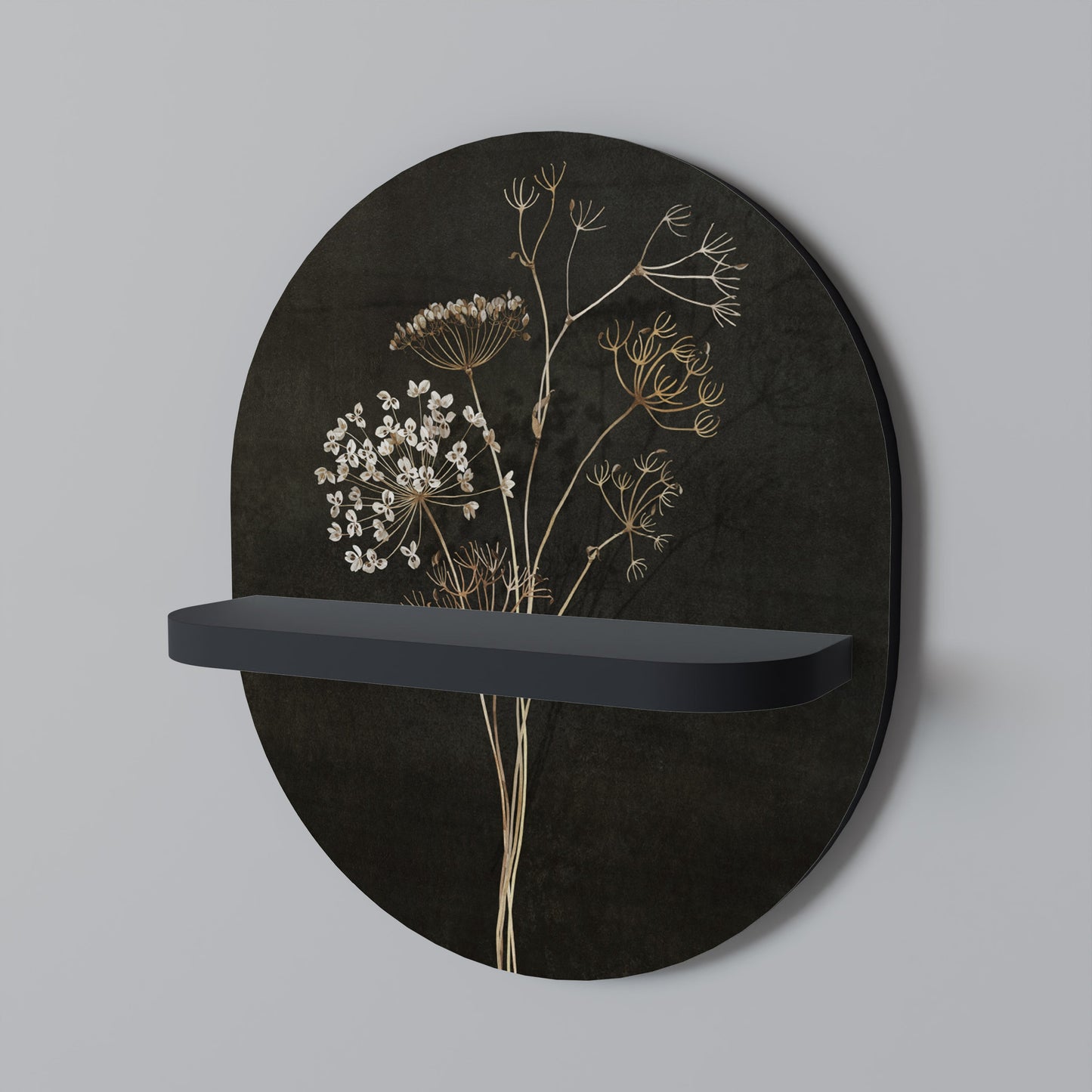 MEADOW MEMORIES Oval Art Shelf In Black Finish