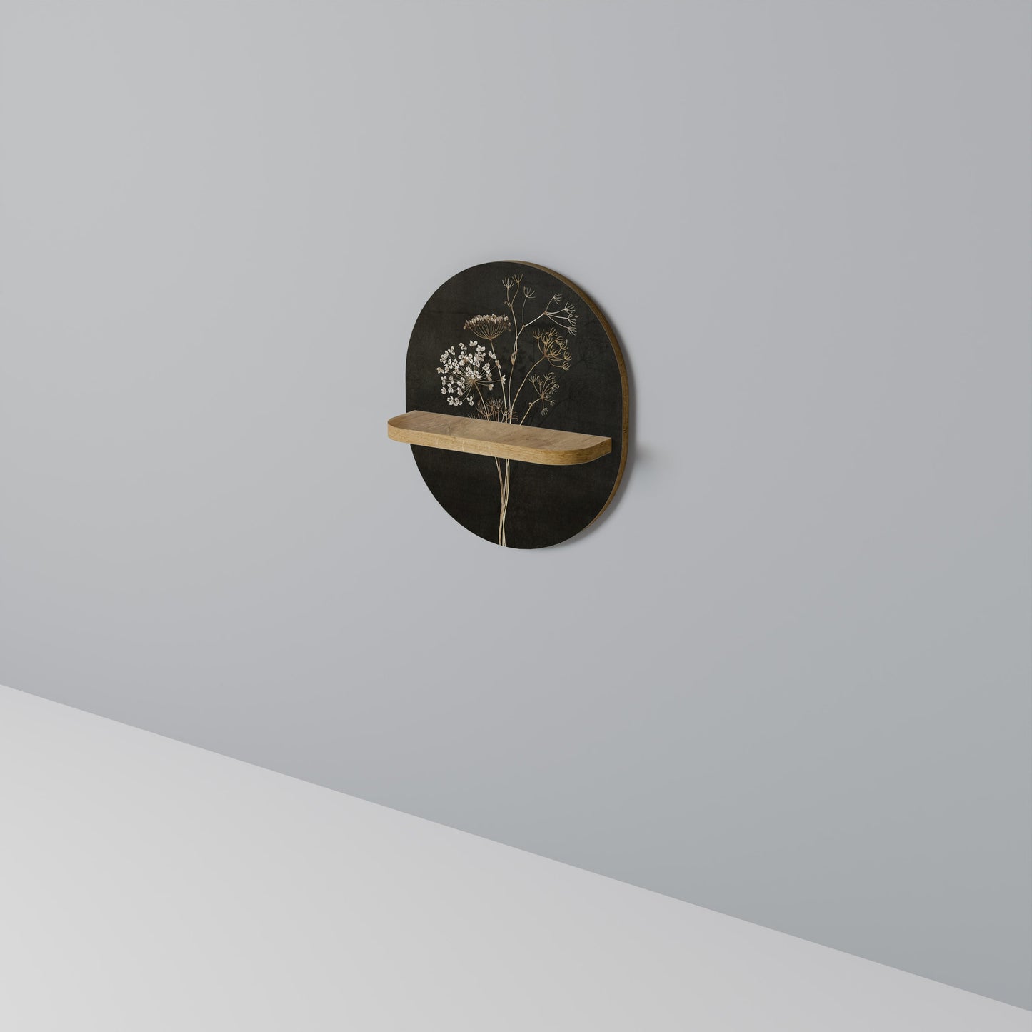 MEADOW MEMORIES Oval Art Shelf In Oak Effect