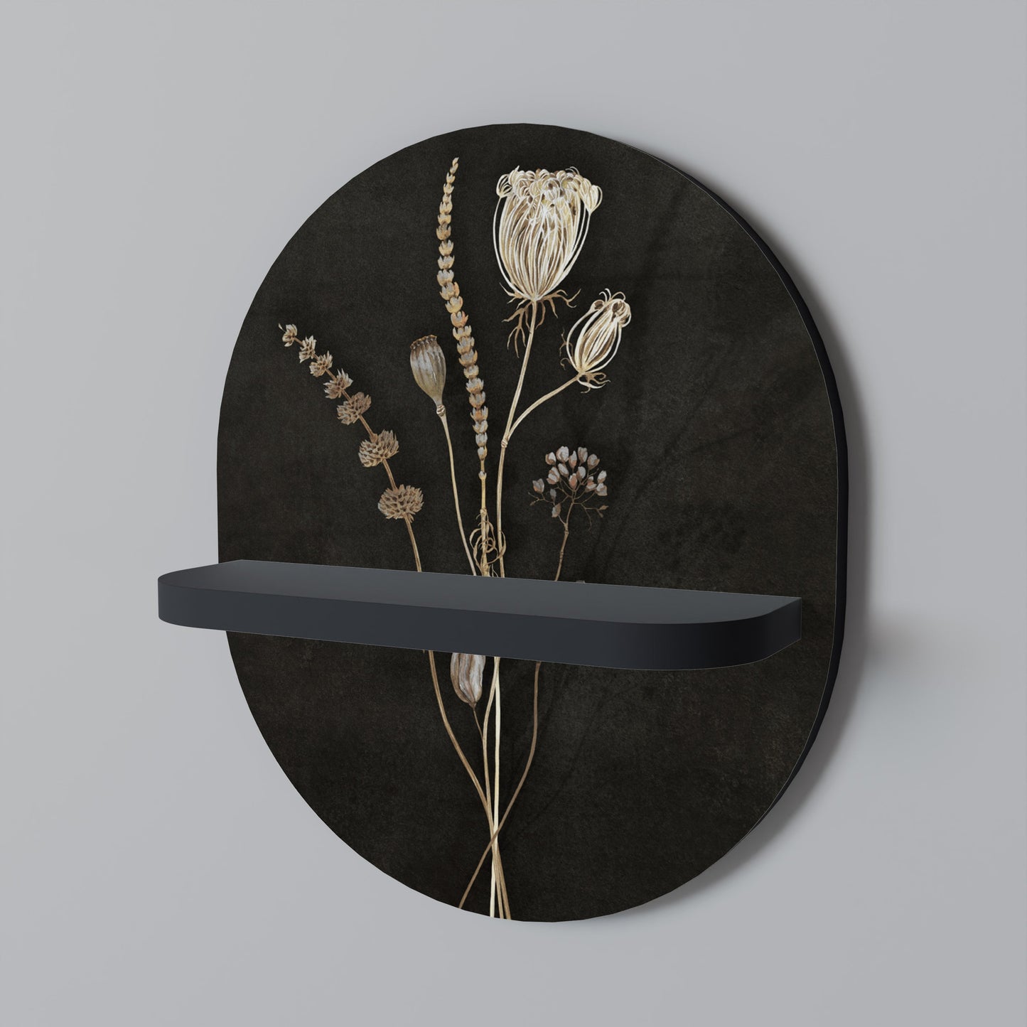 MEADOW ART. Oval Art Shelf In Black Finish
