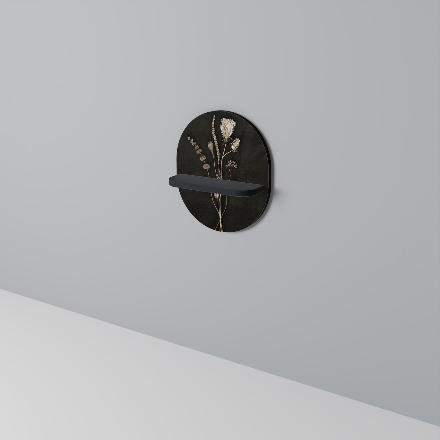 MEADOW ART. Oval Art Shelf In Black Finish