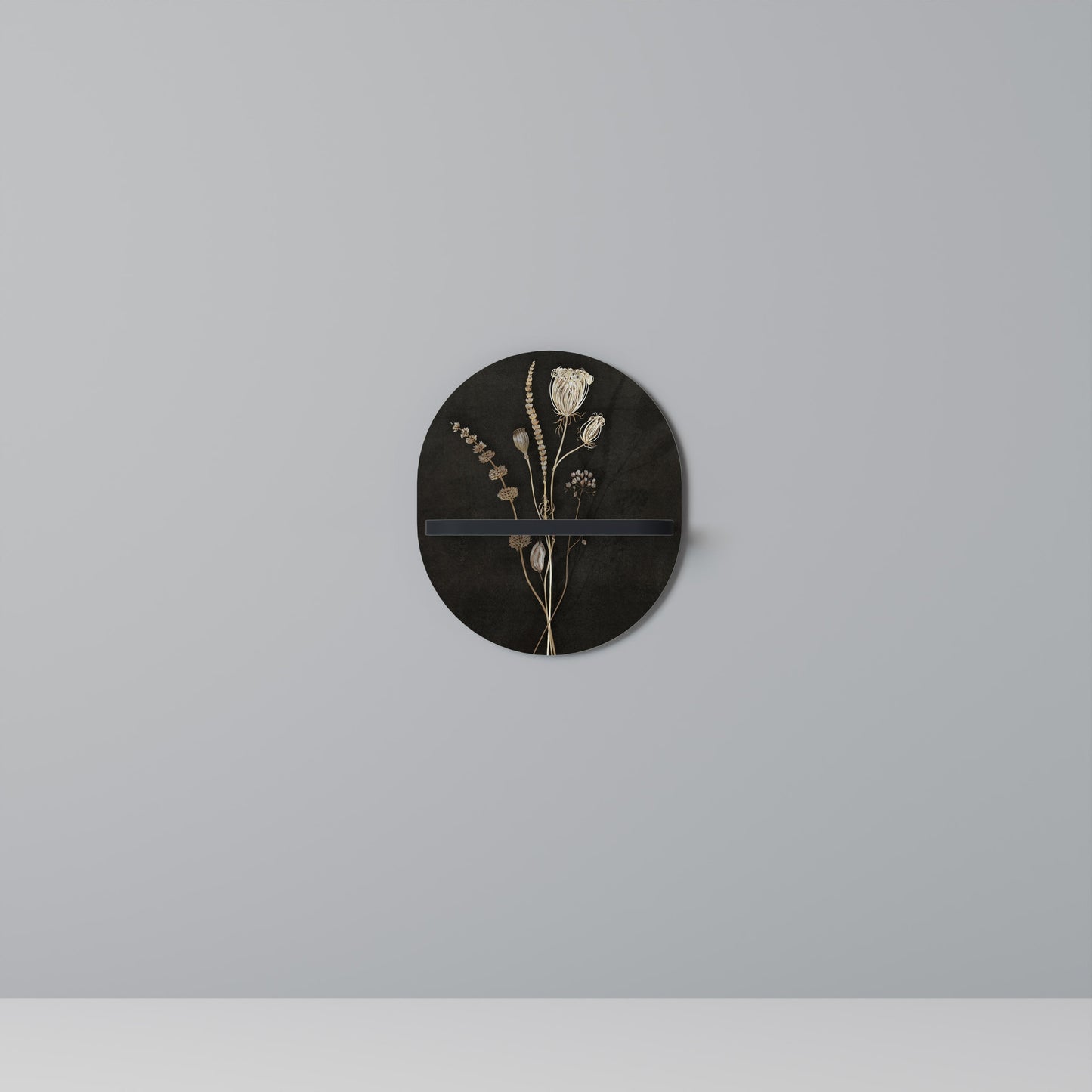 MEADOW ART. Oval Art Shelf In Black Finish