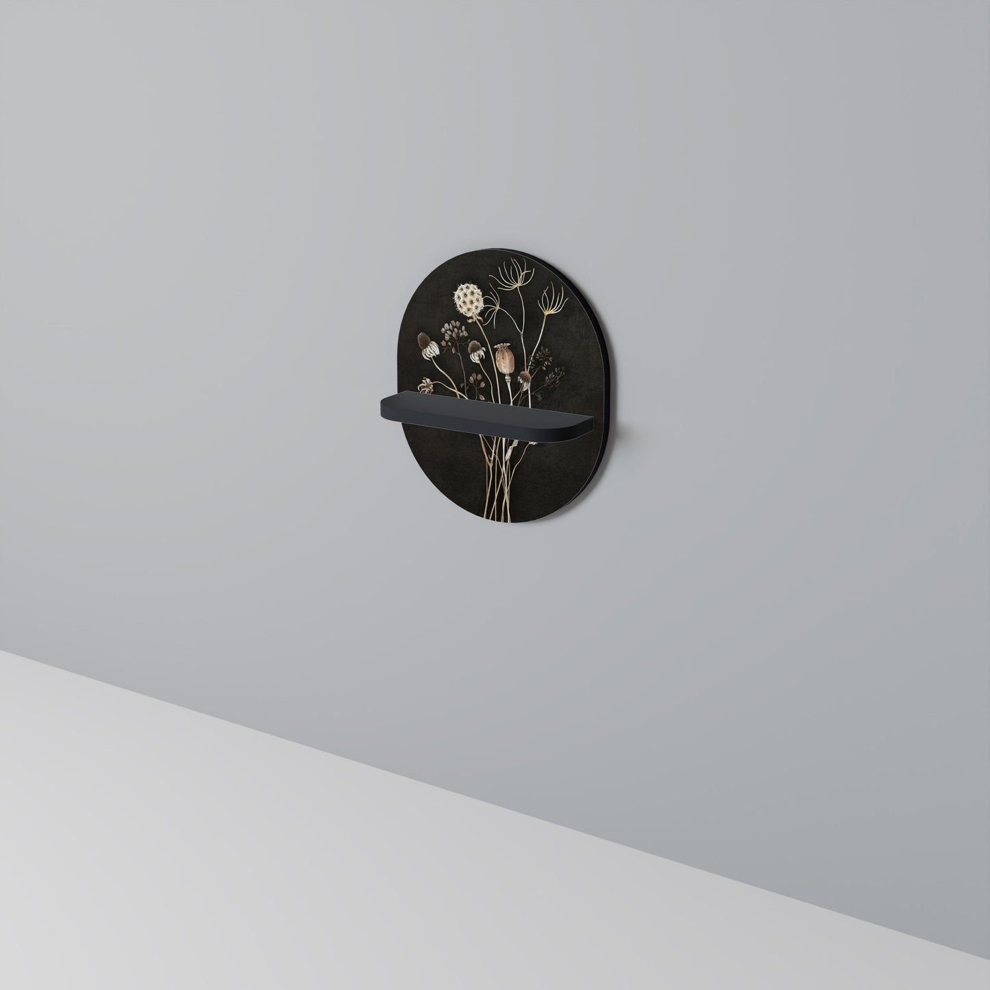 MEADOW SHADES Oval Art Shelf In Black Finish