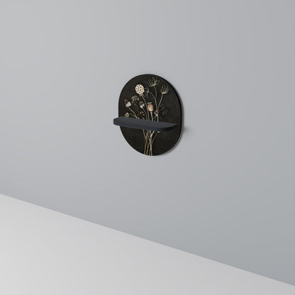 MEADOW SHADES Oval Art Shelf In Black Finish