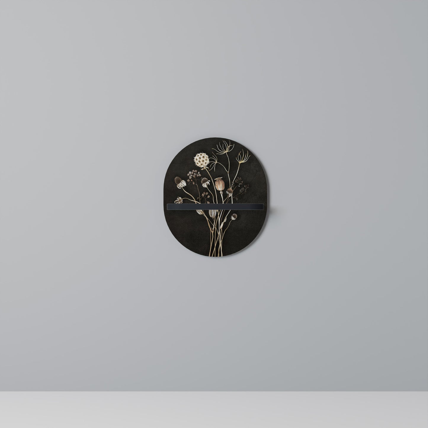 MEADOW SHADES Oval Art Shelf In Black Finish